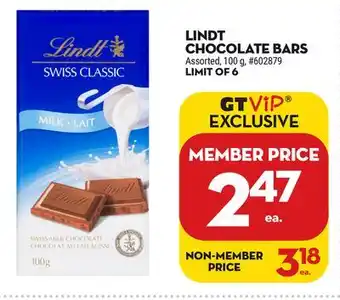 Giant Tiger Lindt chocolate bars offer