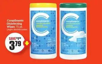 Chalo FreshCo Compliments disinfecting wipes 75 pk offer