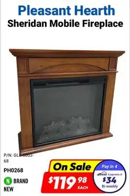 Factory Direct Pleasant hearth sheridan mobile fireplace offer