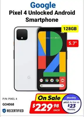 Factory Direct Google pixel 4 unlocked android smartphone offer
