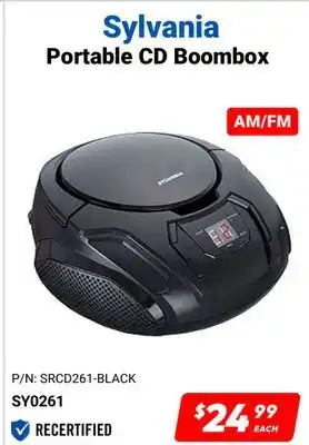 Factory Direct Sylvania portable cd boombox offer