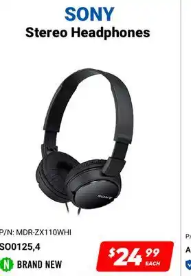 Factory Direct Sony stereo headphones offer