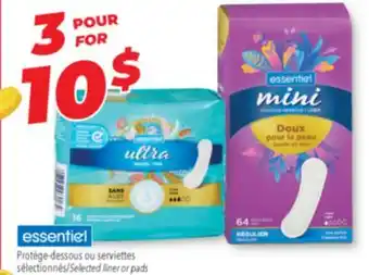Familiprix Essentiel selected liner or pads offer