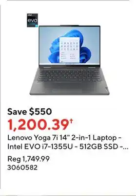 Staples Lenovo yoga 7i 14 2-in-1 laptop - intel evo i7-1355u - 512gb ssd - 16gb ram -windows 11 offer