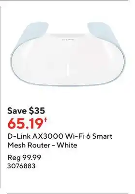 Staples D-link ax3000 wi-fi 6 smart mesh router - white offer