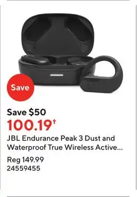 Staples Jbl endurance peak 3 dust and waterproof true wireless active earbuds - black offer