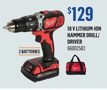 Canac 18 v lithium-ion hammer drill/ driver 2 batteries offer
