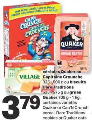 L'Intermarché Céréales quaker ou capitaine crounche 325 - 500 g ou biscuits dare traditions 525 - 575 g ou gruau 709 g - 1 kg offer