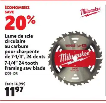 Home Hardware 7-1/4 24 tooth framing saw blade offer