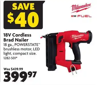 Home Hardware 18v cordless brad nailer offer