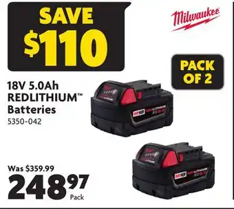 Home Hardware 18v 5.0ah redlithium batteries offer