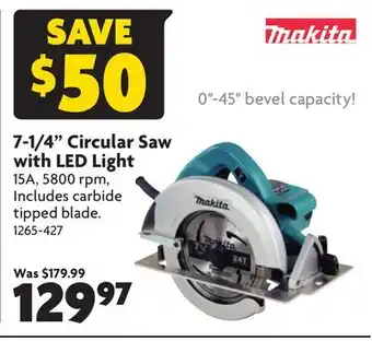 Home Hardware 7-1/4 circular saw with led light offer