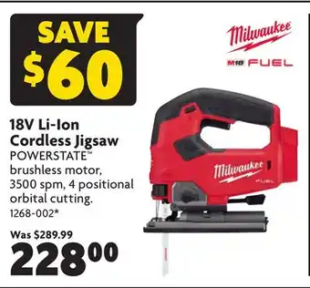 Home Hardware 18v li-ion cordless jigsaw offer
