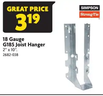 Home Hardware 18 gauge g185 joist hanger offer