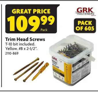 Home Hardware Trim head screws offer