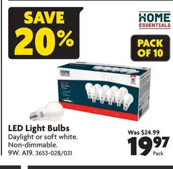 Home Hardware Led light bulbs offer