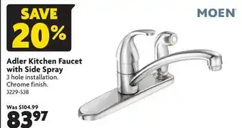 Home Hardware Adler kitchen faucet with side spray offer
