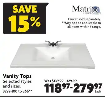 Home Hardware Vanity tops offer