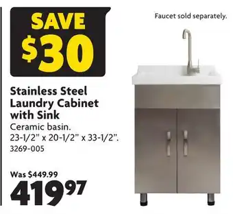 Home Hardware Stainless steel laundry cabinet with sink offer