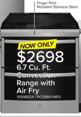 Leon's Ge profile stainless steel 30 slide-in electric double oven range with air fry (6.7 cu. ft.) - pcs980ymfs offer