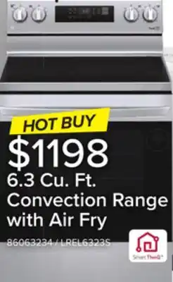 Leon's Lg stainless steel 6.3 cu ft. electric thinq range with air fry and fan convection -lrel6323s offer