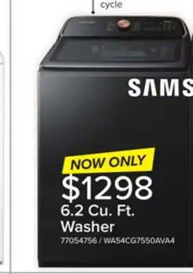 Leon's Samsung black stainless ultra capacity top load washer (6.2cu.ft) - wa54cg7550ava4 offer