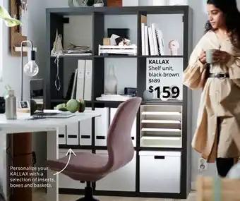 IKEA Kallax shelf unit, black-brown offer