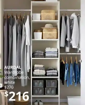 IKEA Aurdal wardrobe combination, white offer