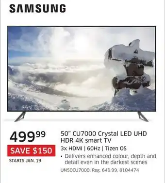 The Source 50 cu7000 crystal led uhd hdr 4k smart tv offer