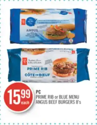 Shoppers Drug Mart Pc prime rib or blue menu angus beef burgers offer
