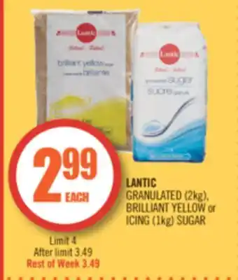 Shoppers Drug Mart Lantic granulated (2kg), brilliant yellow or icing (1kg) sugar offer