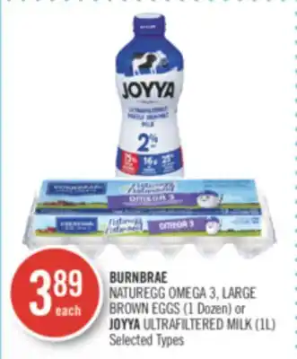 Shoppers Drug Mart Burnbrae naturegg omega 3, large brown eggs (1 dozen) or joyya ultrafiltered milk (1l) offer
