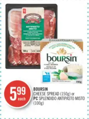 Shoppers Drug Mart Boursin cheese spread (150g) or pc splendido antipasto misto (100g) offer