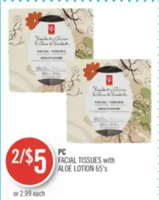Shoppers Drug Mart Pc facial tissues with aloe lotion offer