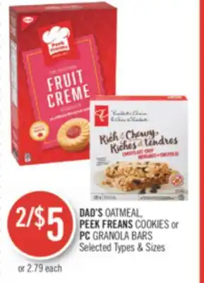 Shoppers Drug Mart Dad's oatmeal peek freans cookies or pc granola bars offer