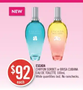 Shoppers Drug Mart Escada chiffon sorbet or brisa cubana eau de toilette offer