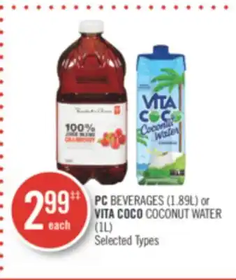 Shoppers Drug Mart Pc beverages (1.89l) or vita coco coconut water (1l) offer