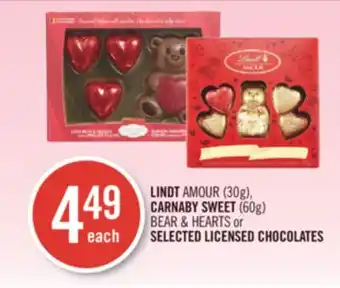 Shoppers Drug Mart Lindt amour (30g), carnaby sweet (60g) offer
