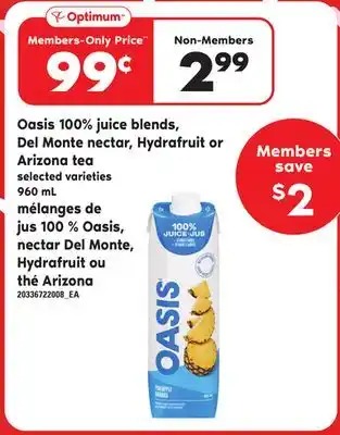 Independent City Market Mélanges de jus 100 % oasis, nectar del monte, hydrafruit ou thé arizona, 960 ml offer