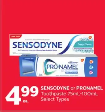 Rexall Sensodyne or pronamel toothpaste 75ml-100ml offer