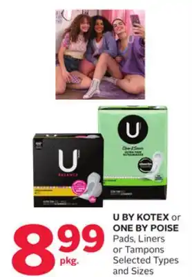Rexall U by kotex or one by poise pads, liners or tampons offer