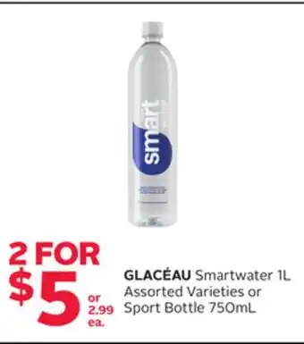 Rexall Glacéau smartwater 1l assorted varieties or sport bottle 750ml offer
