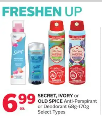 Rexall Secret, ivory or old spice anti-perspirant or deodorant offer