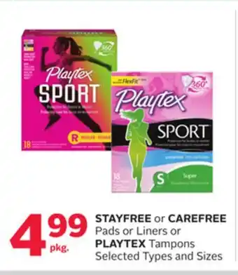 Rexall Stayfree or carefree pads or liners or playtex tampons offer
