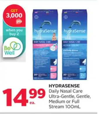 Rexall Hydrasense daily nasal care ultra-gentle, gentle, or full stream offer