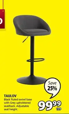 JYSK Taulov black fluted swivel base with grey upholstered seat offer