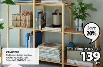 JYSK Vandsted shelf/room divider, bamboo, natural offer