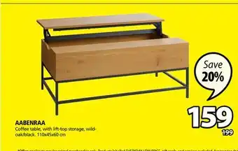 JYSK Aabenraa coffee table, with lift-top storage, wild- oak/black offer