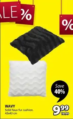 JYSK Wavy solid faux fur cushion offer
