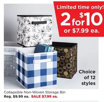 Kitchen Stuff Plus Collapsible non-woven storage bin offer